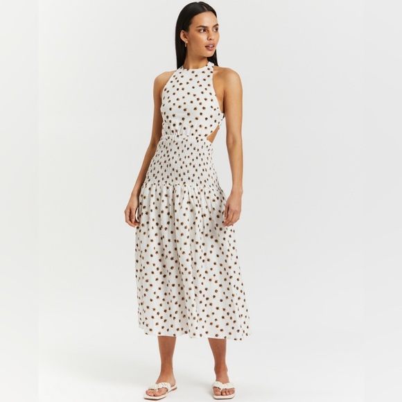 AERE Shirred Cross Back Maxi Dress - Picture 1 of 6